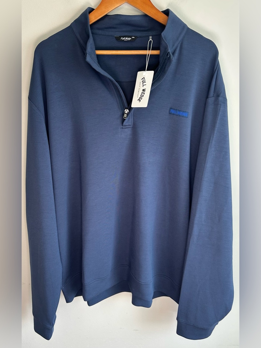 Full Wedge Mens Golf Q-Zip 1/4 Zip Sweater Size 2XL Navy Performance Stretch NWT